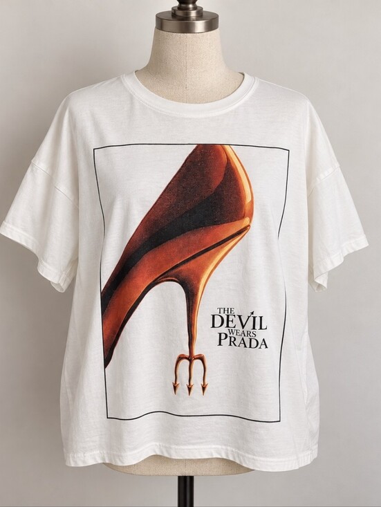 the devil wears Prada Tops - The Devil Wears Prada White Graphic T-Shirt 2X